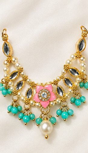 Kundan Meenakari Radha Krishna Choker – Turquoise Green
