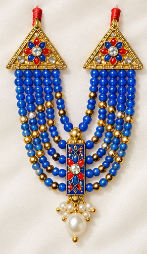 Kundan Meenakari Radha Krishna Mala – Blue