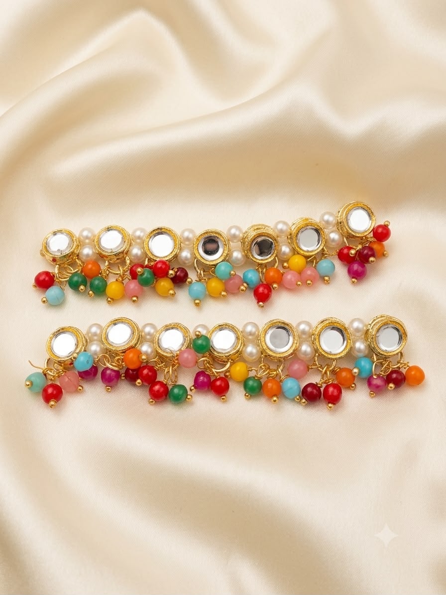 Kundan Meenakari Radha Krishna Payal – Multicolor