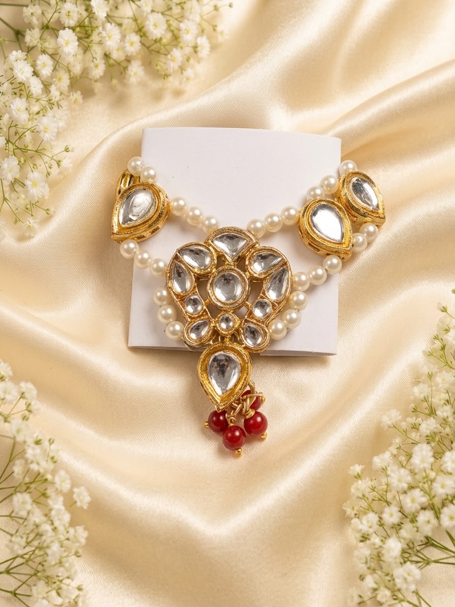 Kundan Meenakari Krishna Mukut – Pink