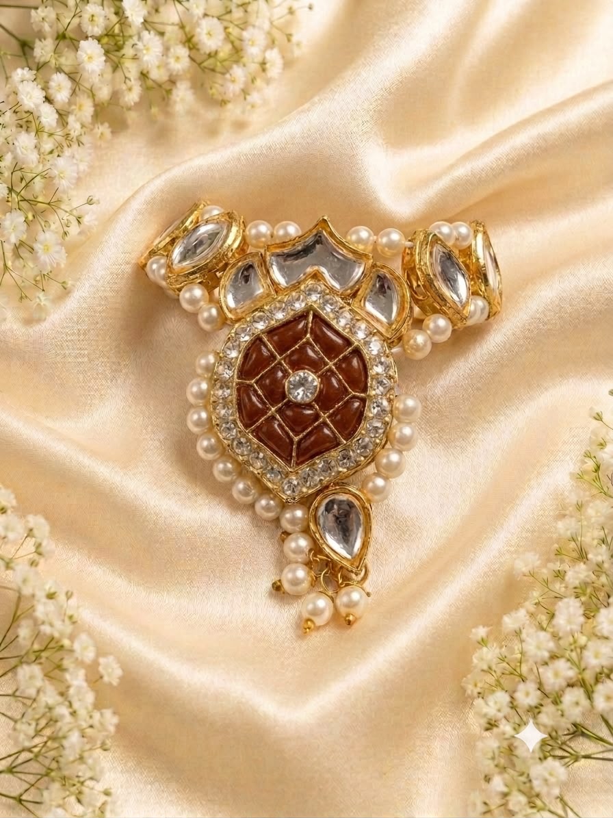 Kundan Meenakari Krishna Mukut – Orange