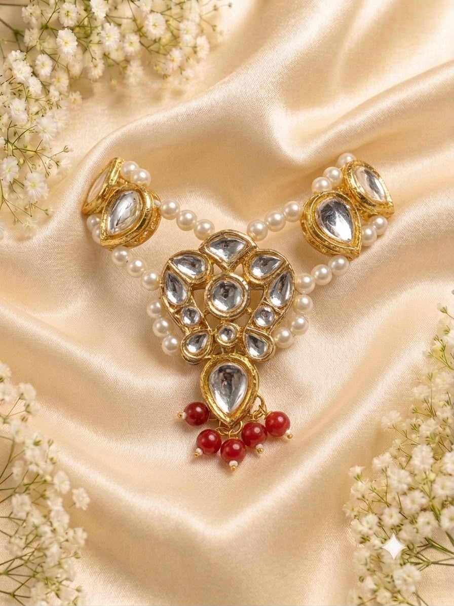 Kundan Meenakari Krishna Mukut – Magenta Pink