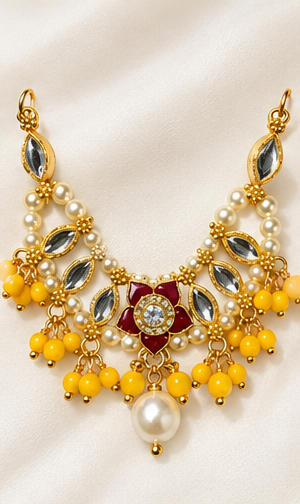 Kundan Meenakari Radha Krishna Choker – Yellow