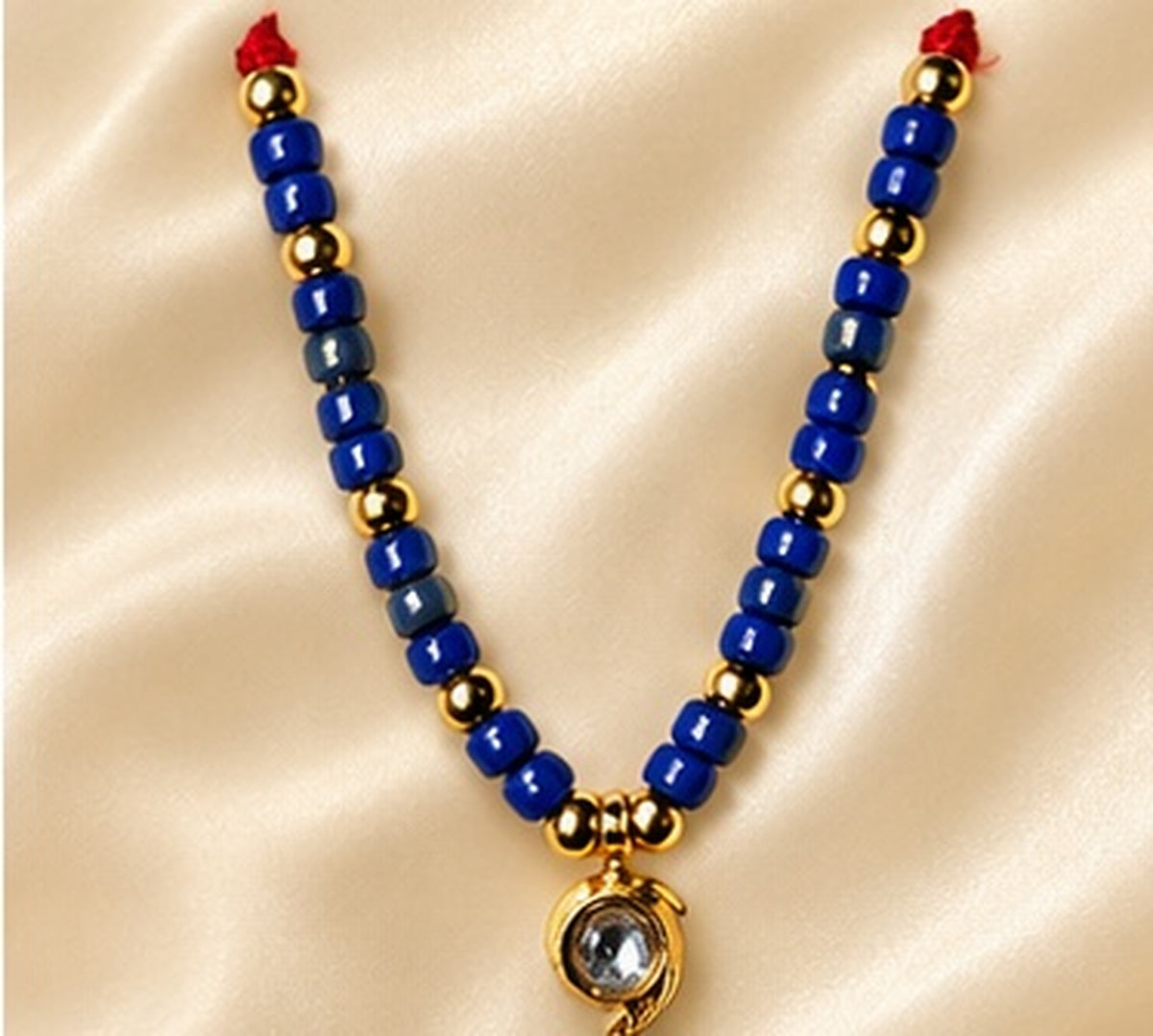 Kundan Meenakari Radha Krishna Mala – Royal Blue