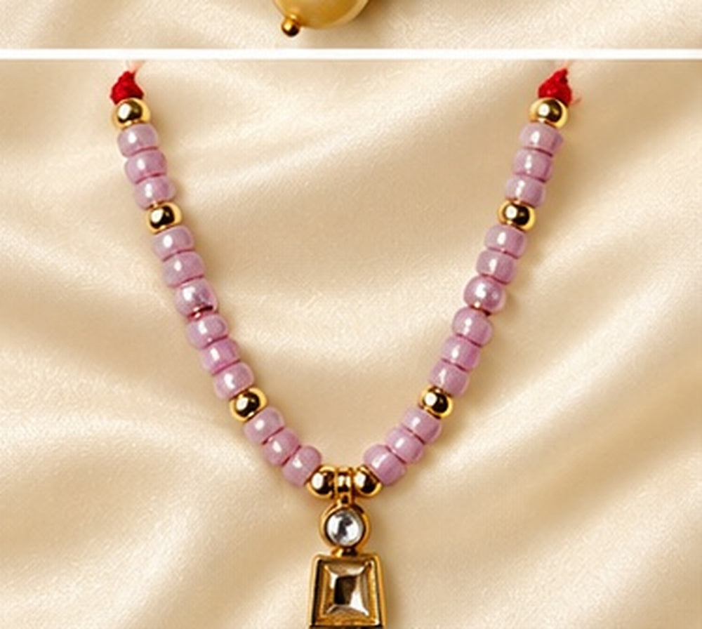 Kundan Meenakari Radha Krishna Mala – Lavender Purple