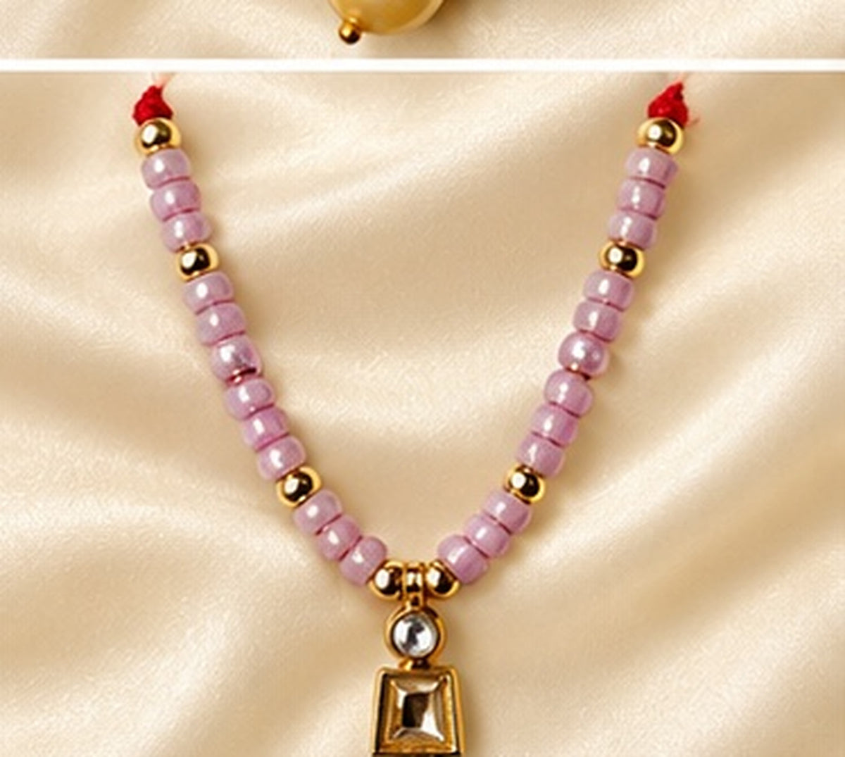 Kundan Meenakari Radha Krishna Mala – Lavender Purple