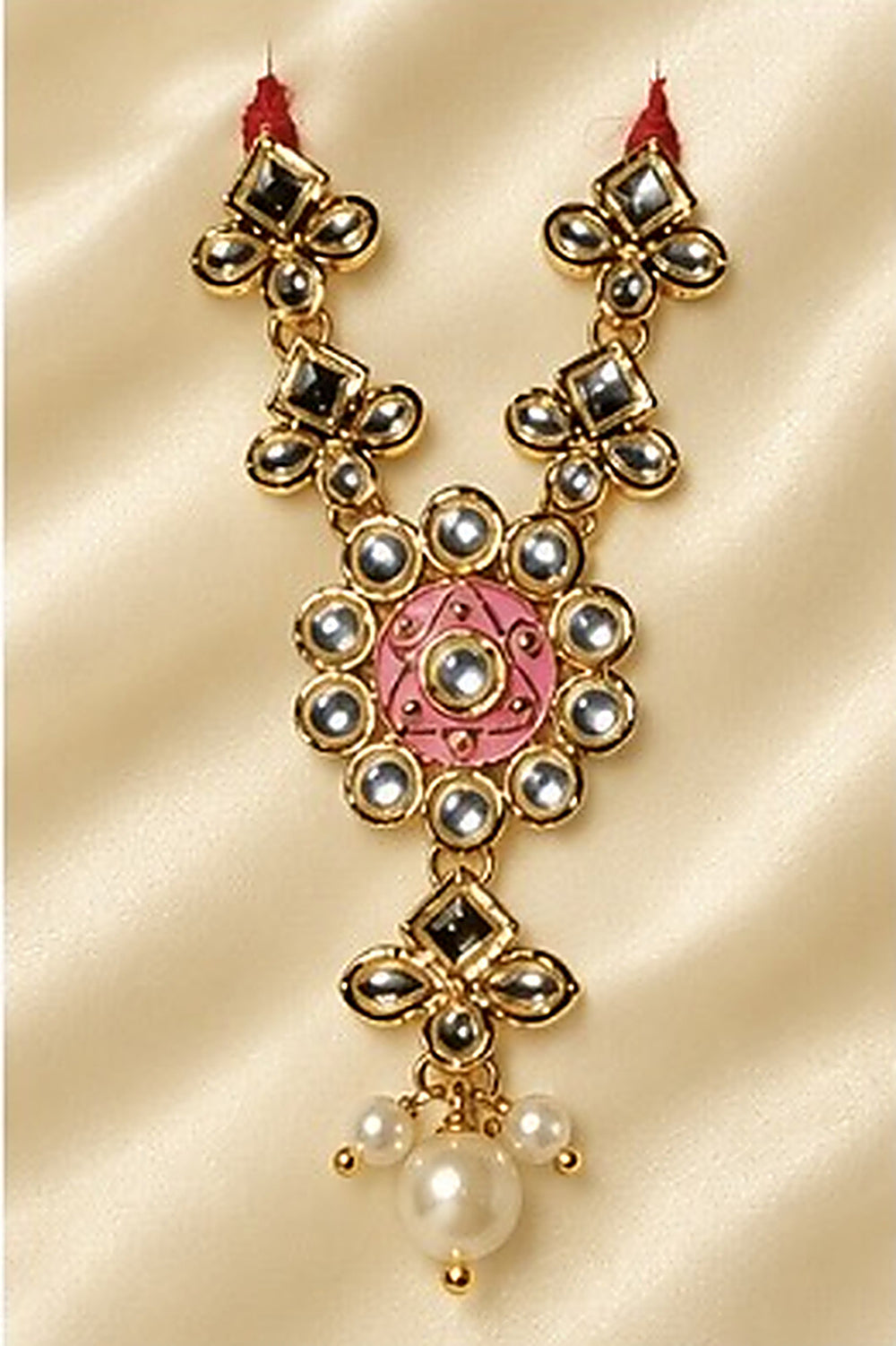 Kundan Meenakari Radha Krishna Mala – Pink (Style 015)
