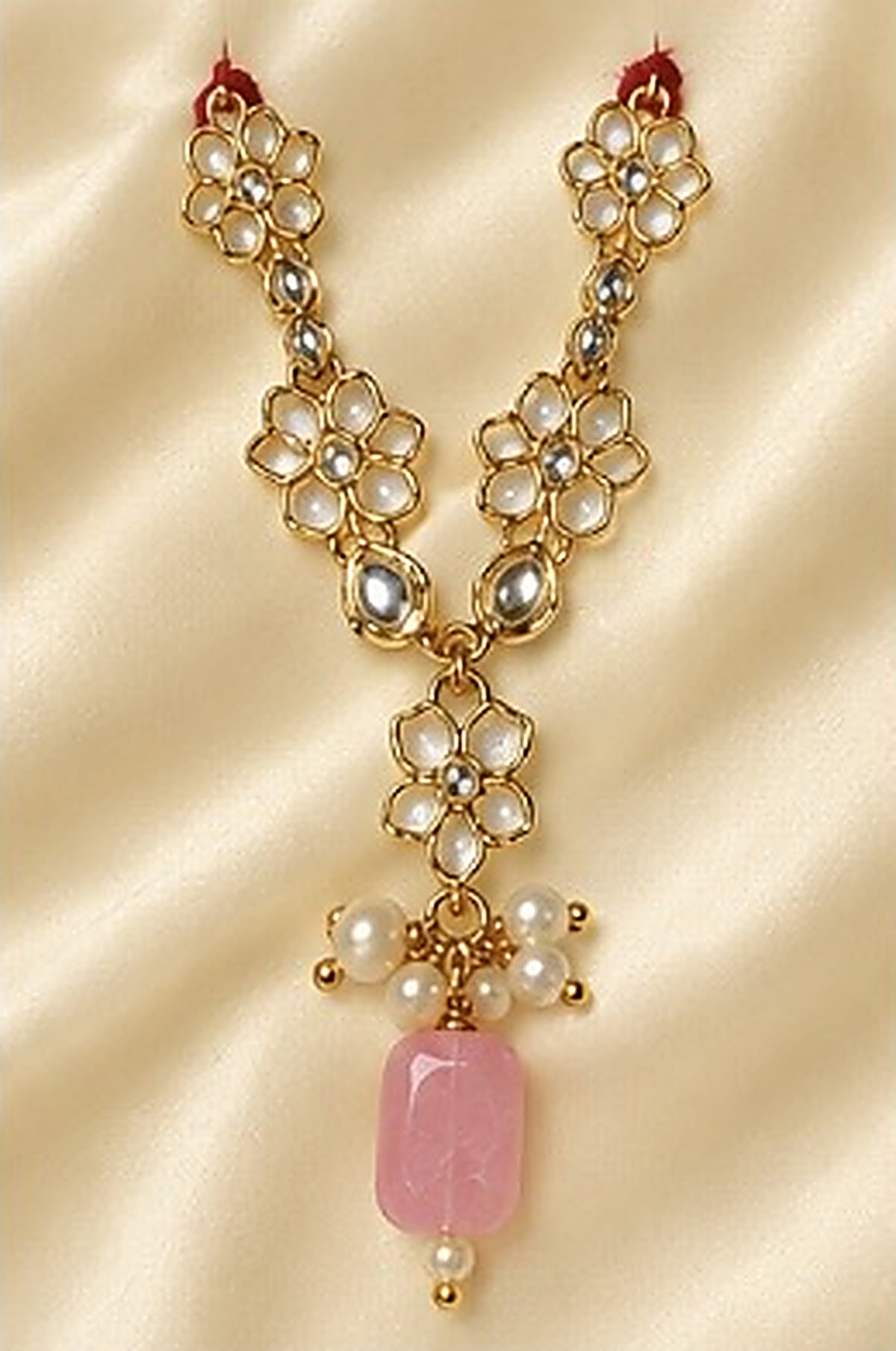 Kundan Meenakari Radha Krishna Mala – Pink (Style 005)