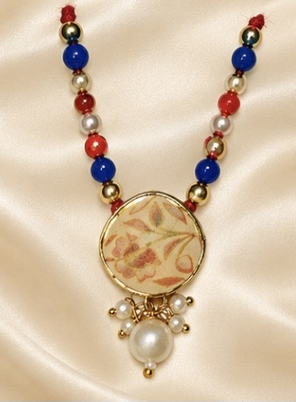 Kundan Meenakari Radha Krishna Mala – White (Style 005)