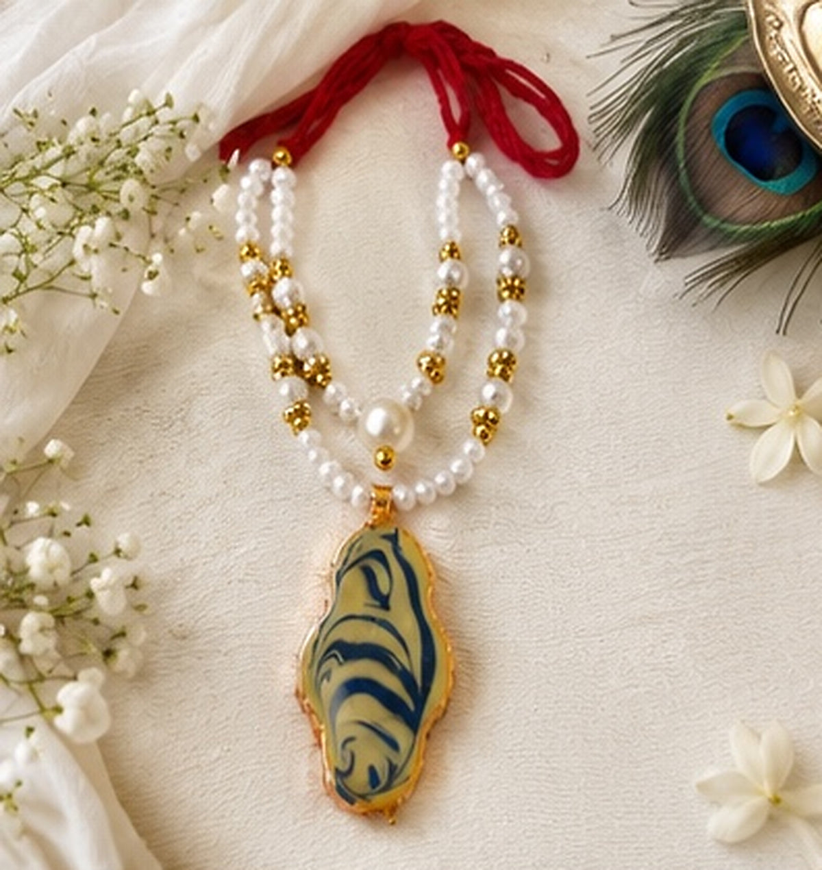 Kundan Meenakari Krishna Mala – Green & Gold