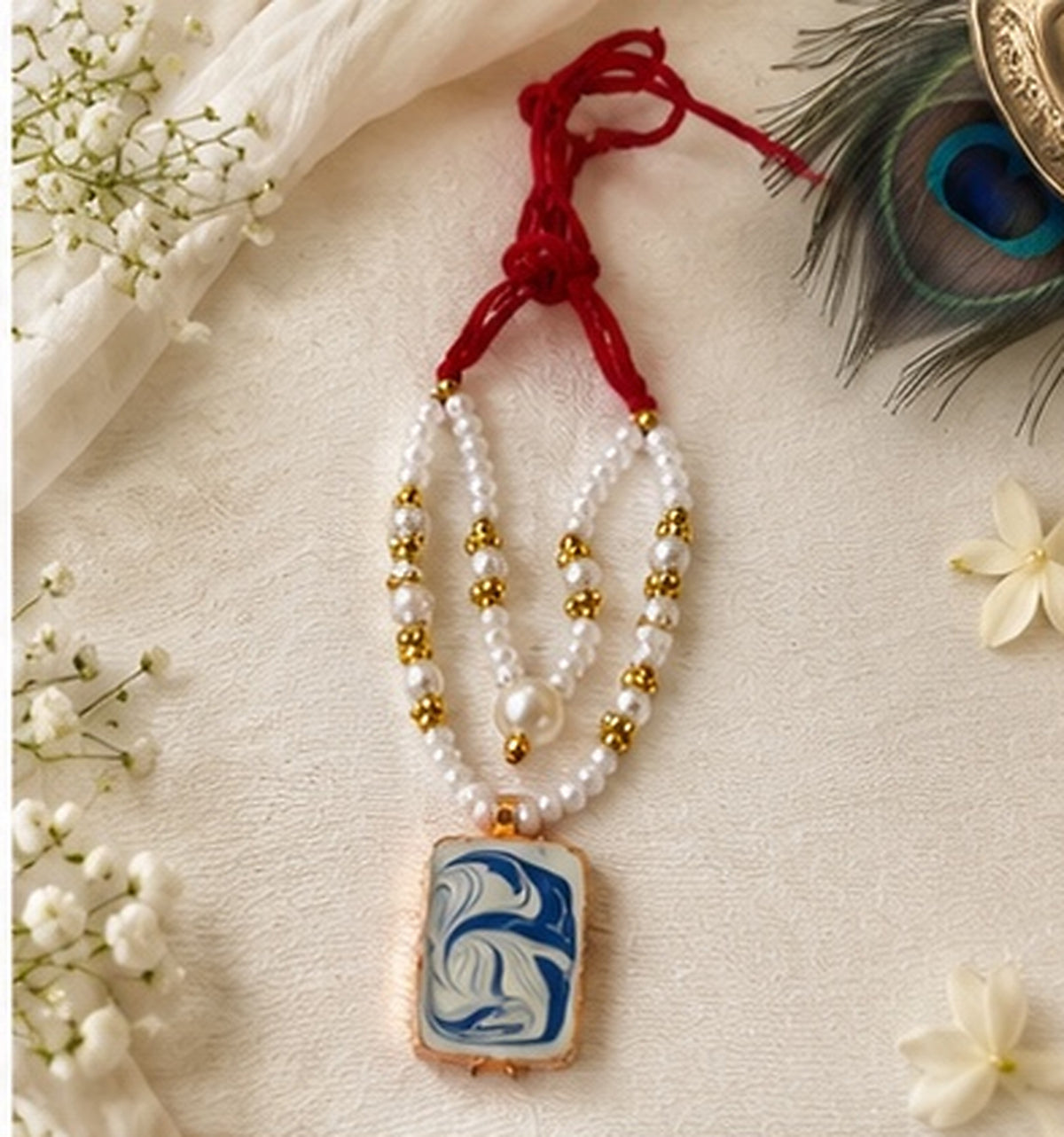 Kundan Meenakari Krishna Mala – Blue & Gold