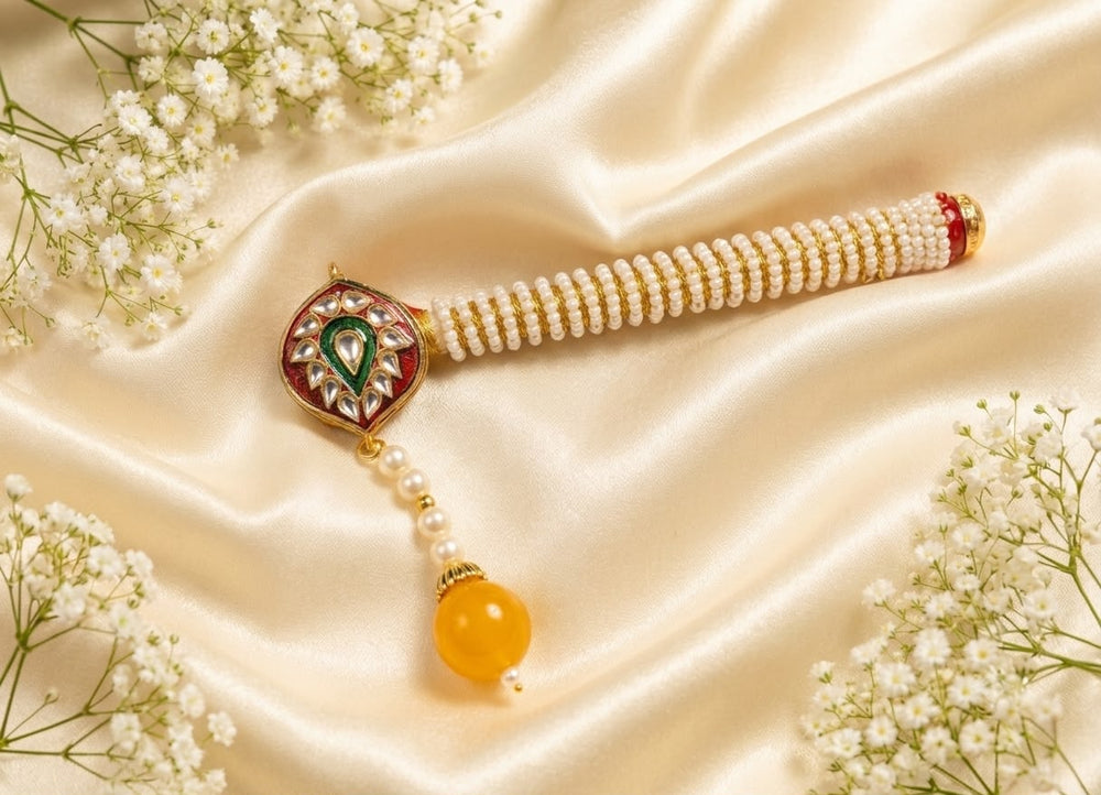 Handcrafted Krishna Bansuri – Yellow & Gold
