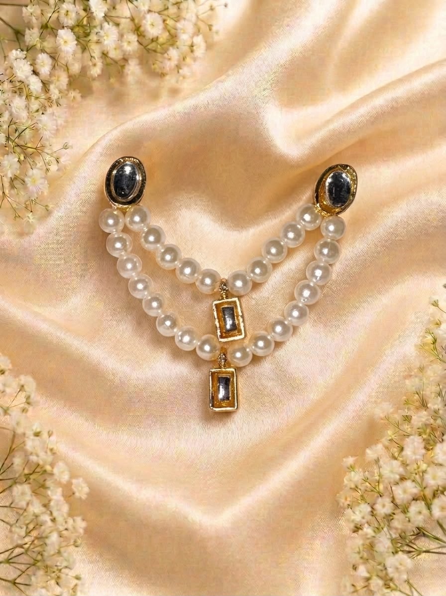 Kundan Meenakari Radha Krishna Mala – White & Gold