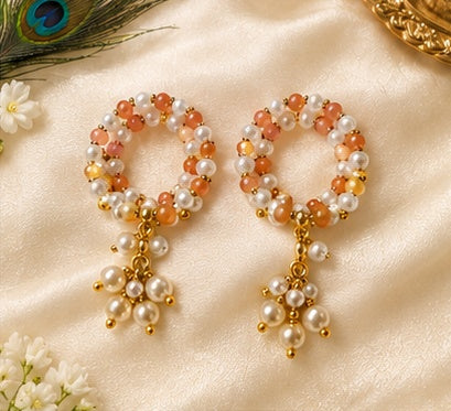 Kundan Meenakari Radha Krishna Kada – White, Pink, Orange & Red – Design 1